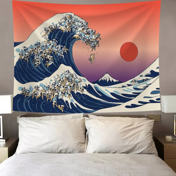Wave Sun Landscape Stick Figure On Wall Tapestry Wgt 211312 Tapestries