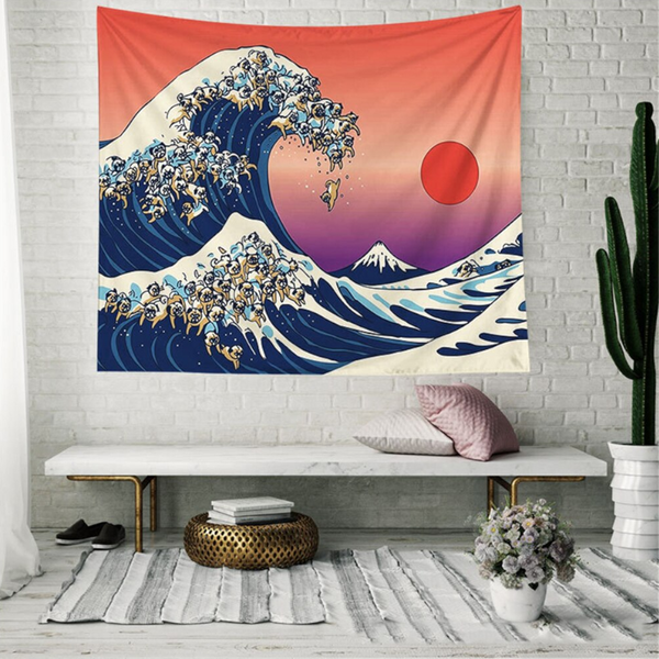Wave Sun Landscape Stick Figure On Wall Tapestry Wgt 211312