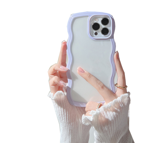 Wave Border Mobile Phone Case Solid Color Simple Candy Tpu Iphone Cases Covers & Skins