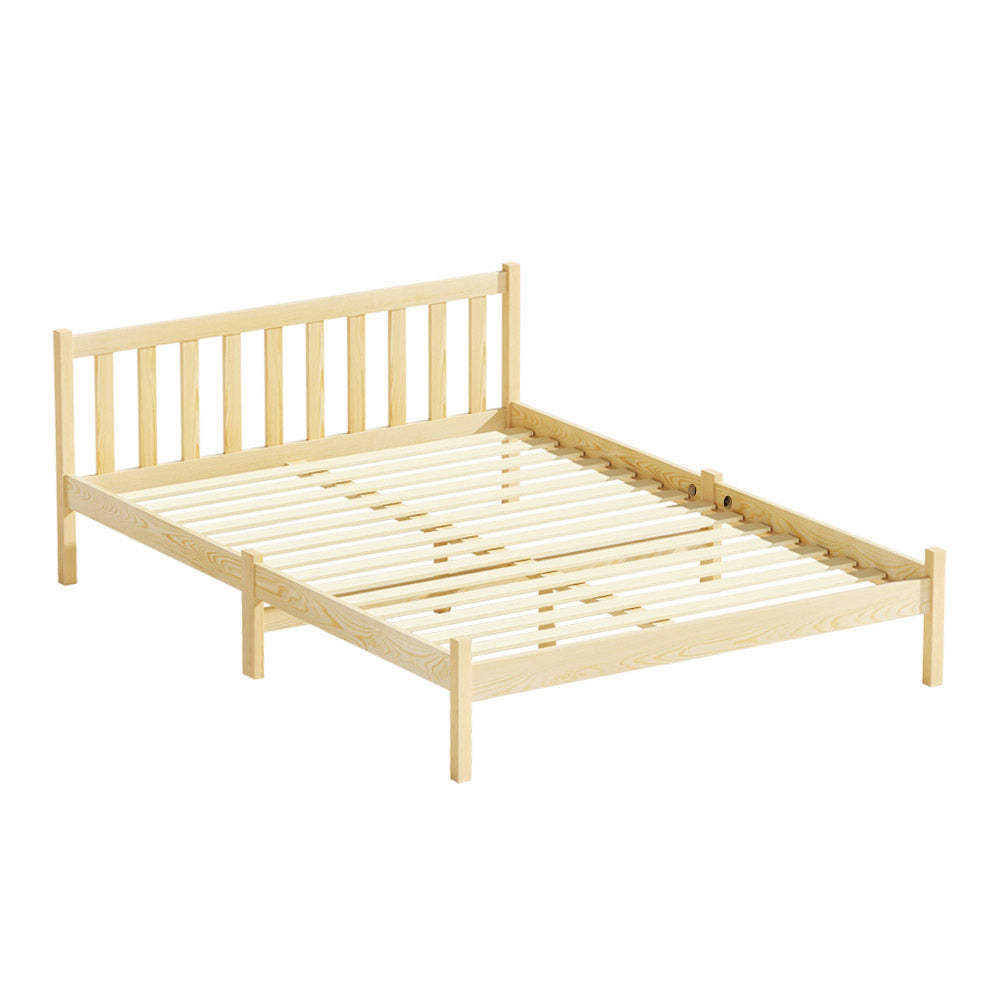 Artiss Bed Frame Double Size Base Pine Timber Mattress Foundation Oak Double Bed Frames