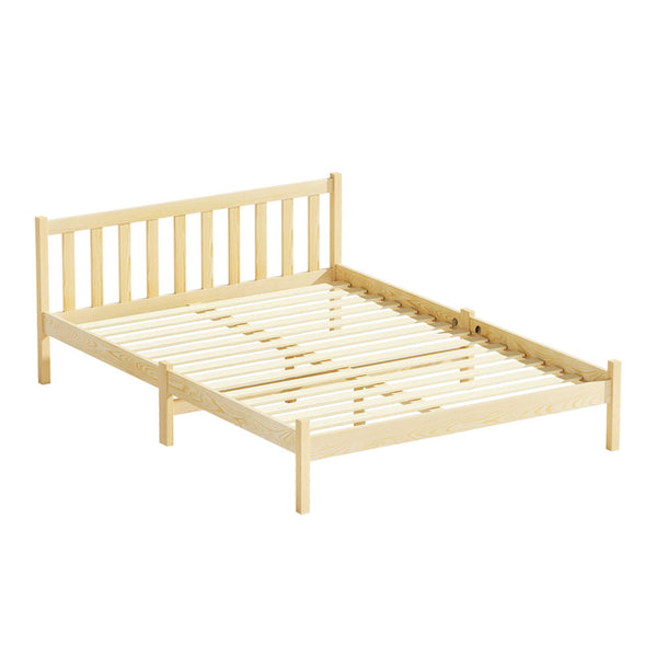 Artiss Bed Frame Double Size Base Pine Timber Mattress Foundation Oak Double Bed Frames