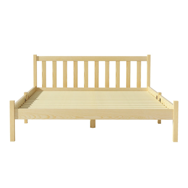 Artiss Bed Frame Double Size Base Pine Timber Mattress Foundation Oak Double Bed Frames
