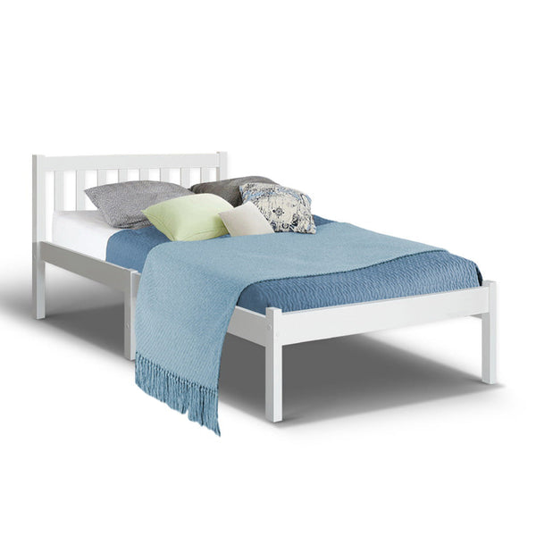 Artiss Single Size Bed Frame White Single Bed Frames