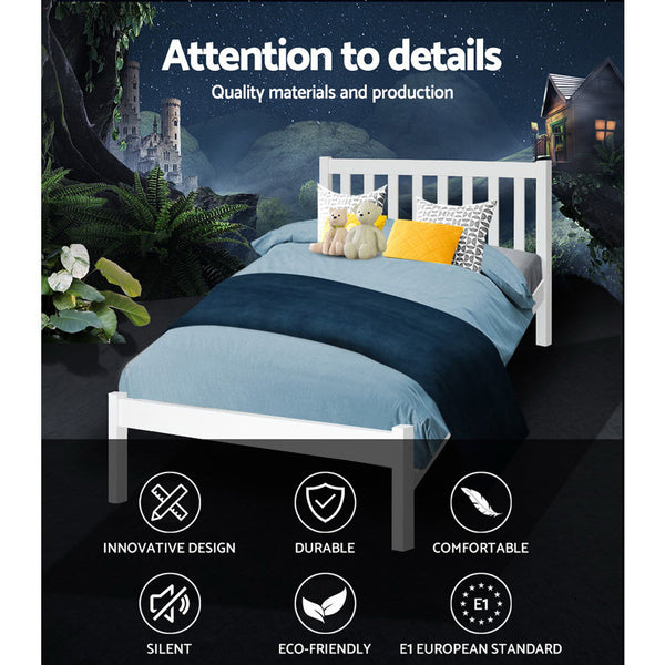 Artiss Single Size Bed Frame White Single Bed Frames