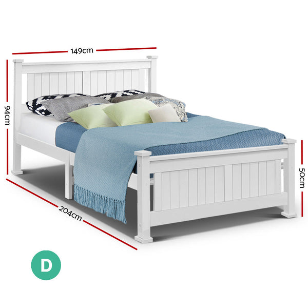 Artiss Double Size Bed Frame White Double Bed Frames