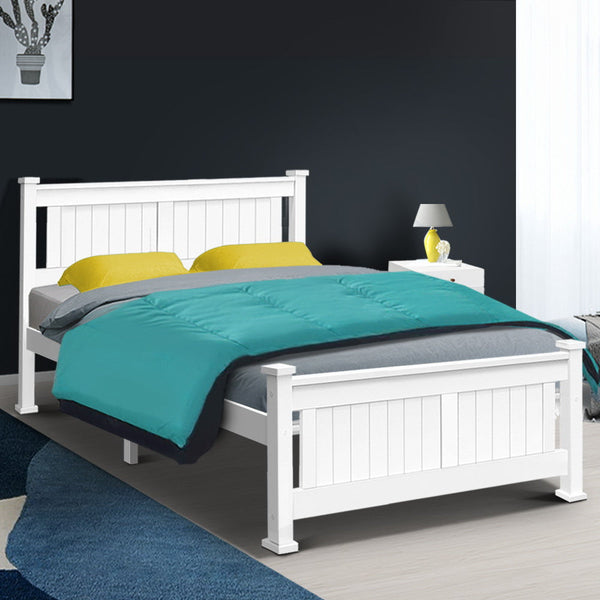 Artiss Double Size Bed Frame White Double Bed Frames