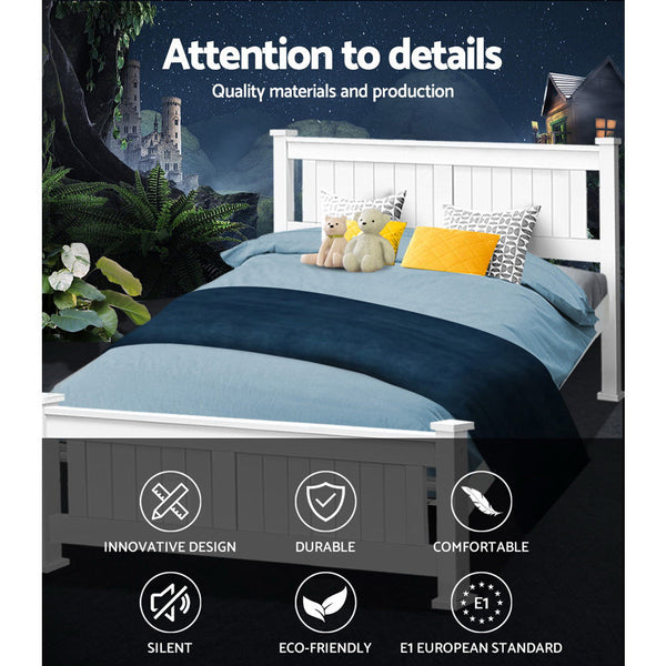 Artiss Queen Size Bed Frame Kids Adults Timber Queen Bed Frames