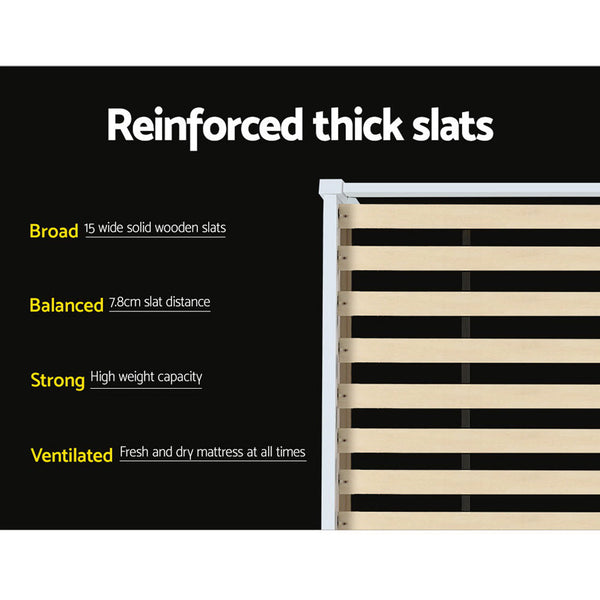 Artiss Trundle Bed Frame Timber Slat King Single Size White King Single Bed Frames