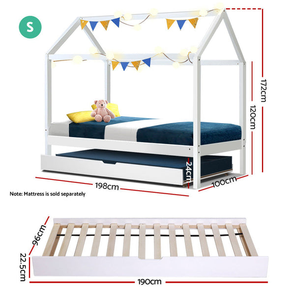 Artiss Bed Frame Single Size Mattress Base Pine Timber Platform White Holy Single Bed Frames