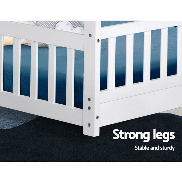 Artiss Bed Frame Single Size Timber Mattress Base Pine Platform White Rock Single Bed Frames
