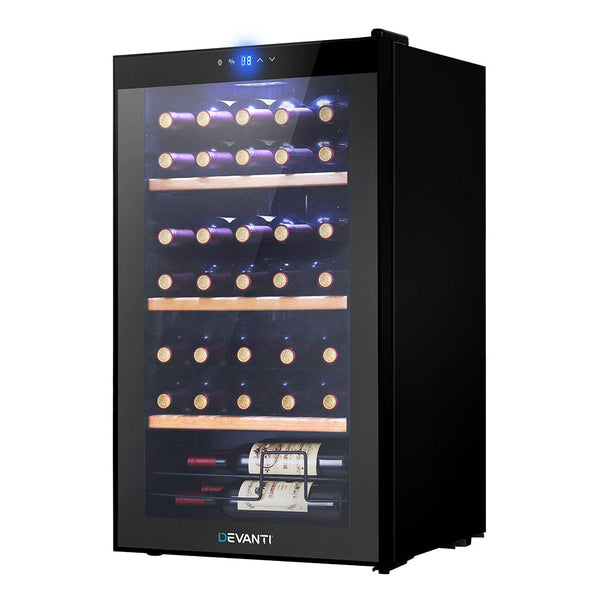 Devanti 34 Bottles Wine Cooler Compressor Chiller Beverage Fridge Wine Fridges