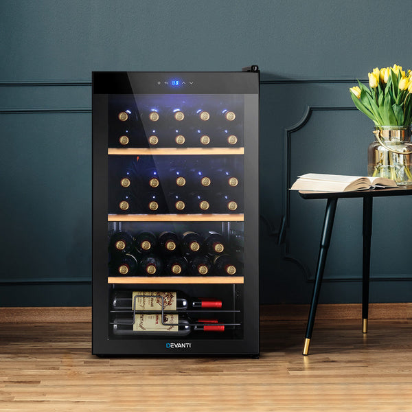 Devanti 34 Bottles Wine Cooler Compressor Chiller Beverage Fridge Wine Fridges