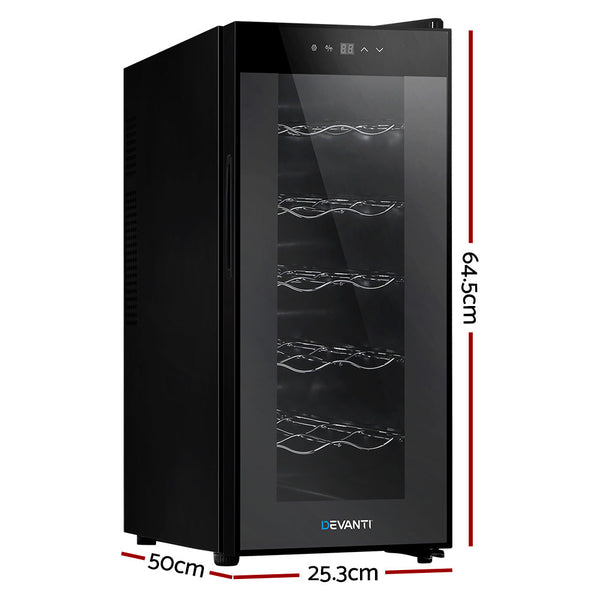 Devanti Wine Cooler 12 Bottle Thermoelectric Fridge Storage Chiller Wine Fridges
