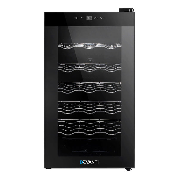 Devanti Wine Cooler 18 Bottles Glass Door Beverage Thermoelectric Fridge Black Wine Fridges