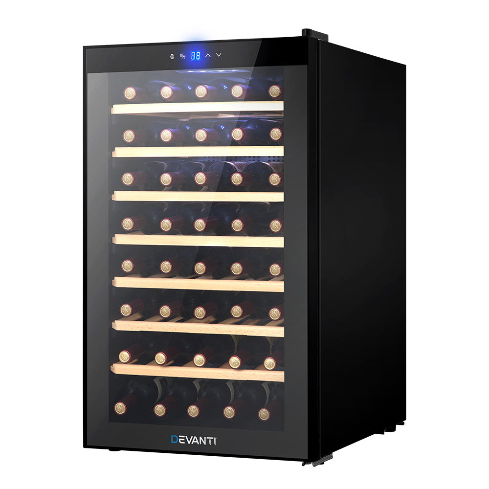 Devanti Wine Cooler Compressor Fridge Chiller Storage Cellar 51 Bottle Black Wine Fridges
