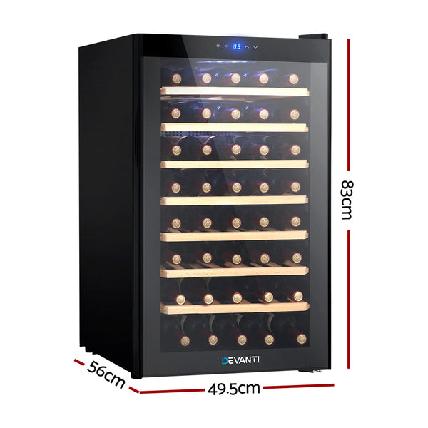 Devanti Wine Cooler Compressor Fridge Chiller Storage Cellar 51 Bottle Black Wine Fridges