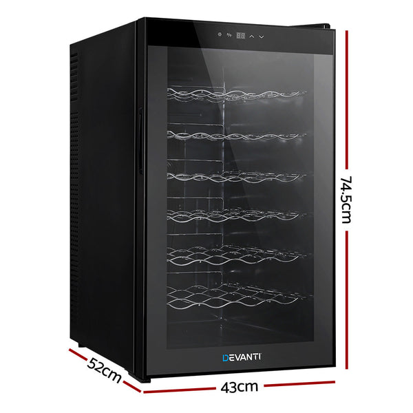 Devanti Wine Cooler 28 Bottles Glass Door Beverage Thermoelectric Fridge Black Wine Fridges