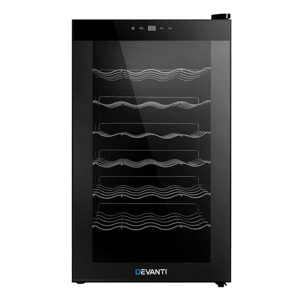 Devanti Wine Cooler 28 Bottles Glass Door Beverage Thermoelectric Fridge Black Wine Fridges