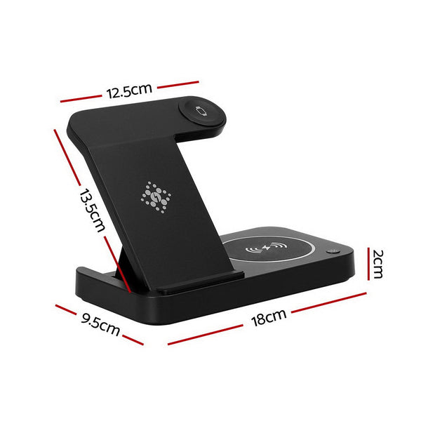 Devanti 4 In 1 Wireless Charger Station Fast Charging For Phone Black Chargers & Cradles