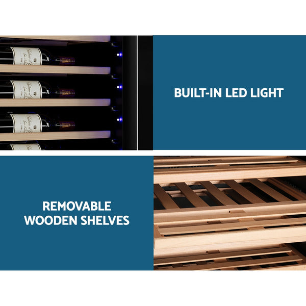 Devanti Wine Cooler Fridge Dual Zone 128 Bottles Wine Fridges