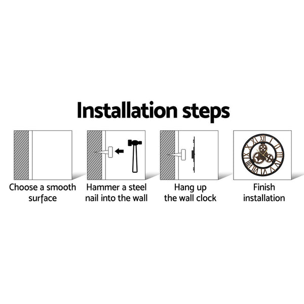 Artiss Wall Clock 80Cm Large Modern Retro Luxury Metal Home Decor Wall Clocks