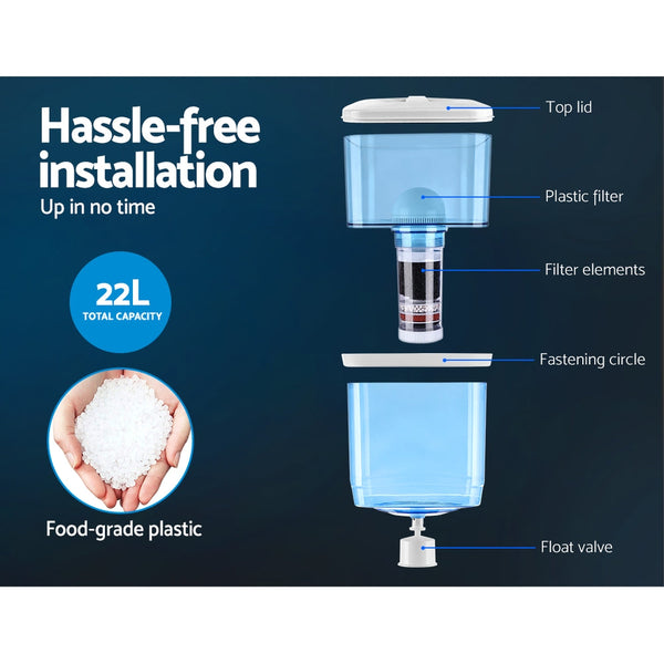 Devanti Water Cooler Chiller Dispenser Bottle Stand Filter Purifier Office Black Water Coolers