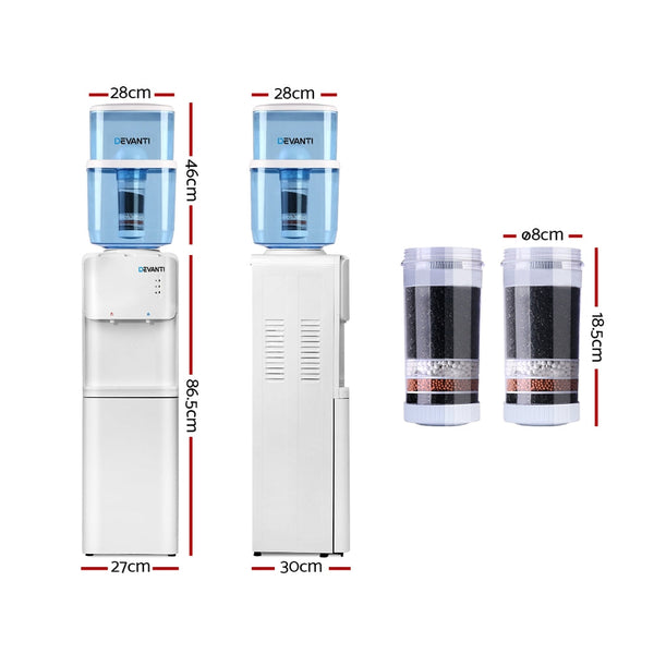 Devanti 22L Water Cooler Dispenser Hot Cold Taps Purifier Filter Replacement Water Dispensers