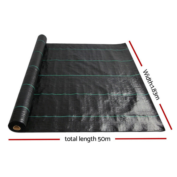 Instahut 1.83M X 50M Weedmat Control Mat Woven Fabric Gardening Plant Pe Weed Control Fabric