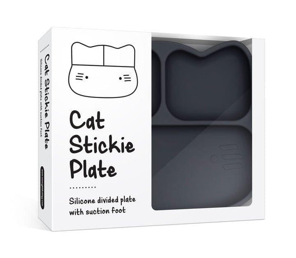We Might Be Tiny Silicone Divided Plate With Suction Foot Cat Shaped Charcoal Baby Feeding Sets