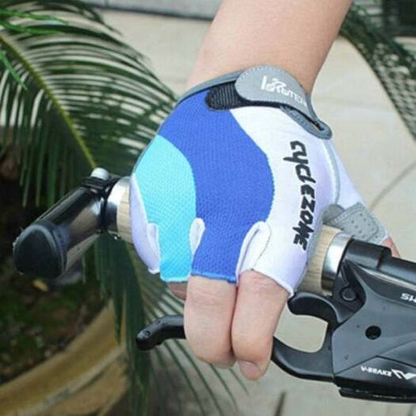 Wear Resistant Breathable Half Finger Cycling Gloves For Riding Deep Sky Blue