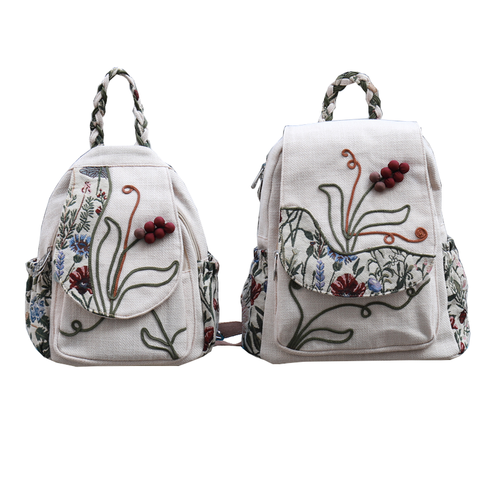 Weave Backpack Leisure Artistic Canvas Bag Size Cotton Packing Women's Bags & Handbags