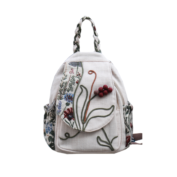 Weave Backpack Leisure Artistic Canvas Bag Size Cotton Packing Women's Bags & Handbags