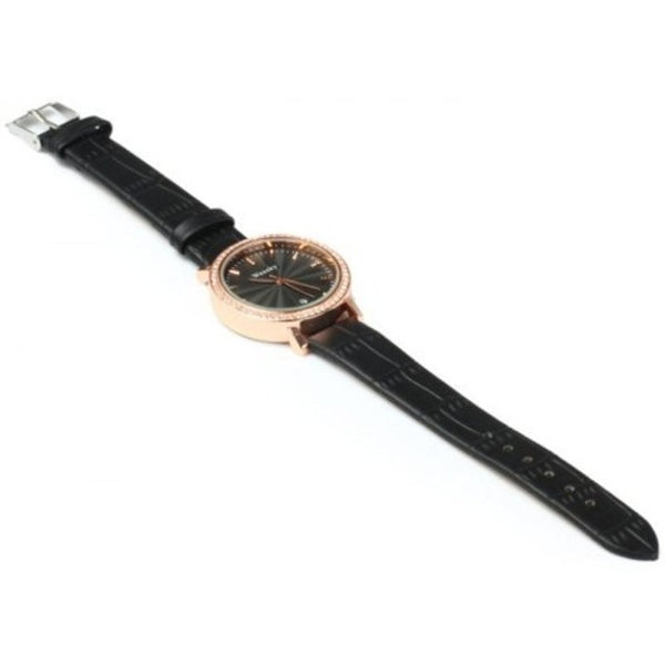 Veile Studios 1212G Diamond Female Quartz Watch With Date Display Golden Case Pink Watches