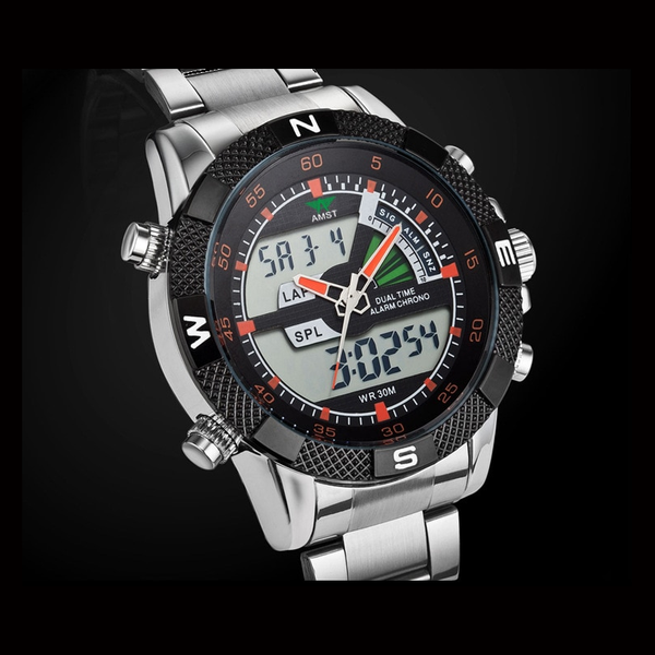 Veile Studios Men Luxury Military Sport Multi Functional Quartz Led Digital Watch E Watches