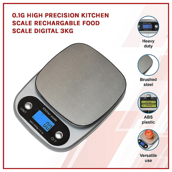 Randy & Travis Machinery 0.1G High Precision Kitchen Scale Rechargable Food Digital 3Kg Kitchen Scales