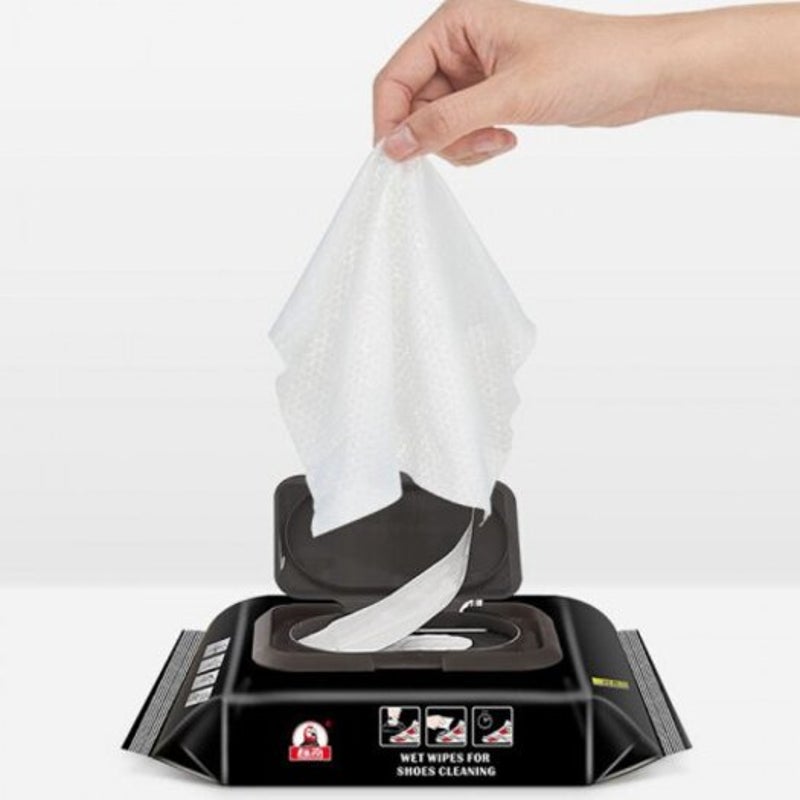 Wet Cleaning Wipes For White Shoes Leather Beauty Cleaner 30Pcs / Box Black 1 Shoe Cleaners