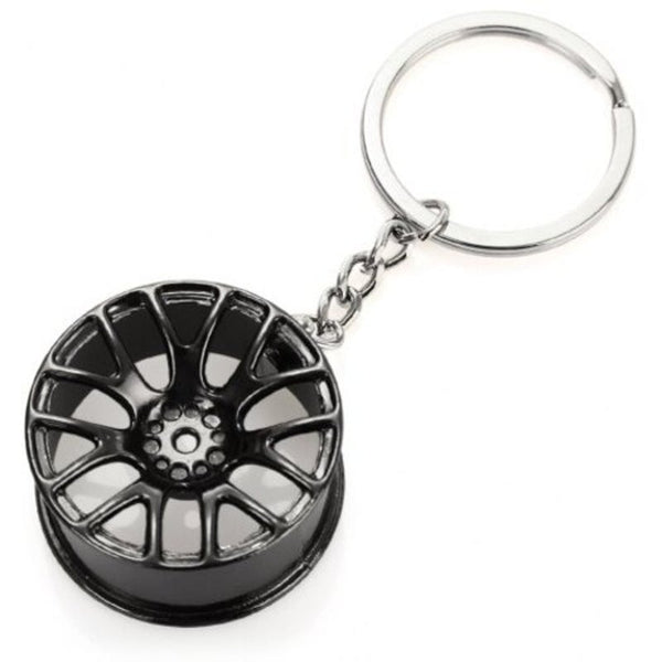 Wheel Hub Alloy Key Chain Wallet Decor 3.54 Inch Black