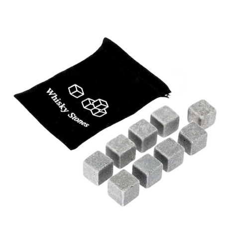 Ice Cubes Trays & Moulds Whisky Stones Marble Granite 9 Pcs Set With Pouch Reusable Ice Cube For Beverage