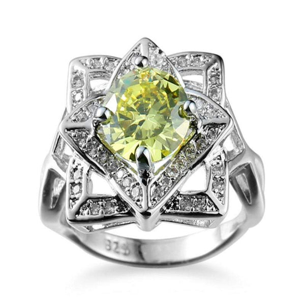 Veile Studios White Gold Plated Yellow Round Zircon Rings