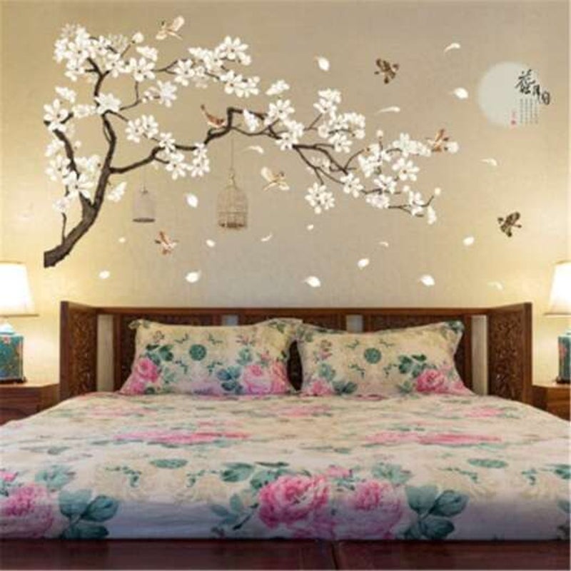 Big Size Tree Birds Flower Decor Wallpapers Diy Vinyl Wall Stickers