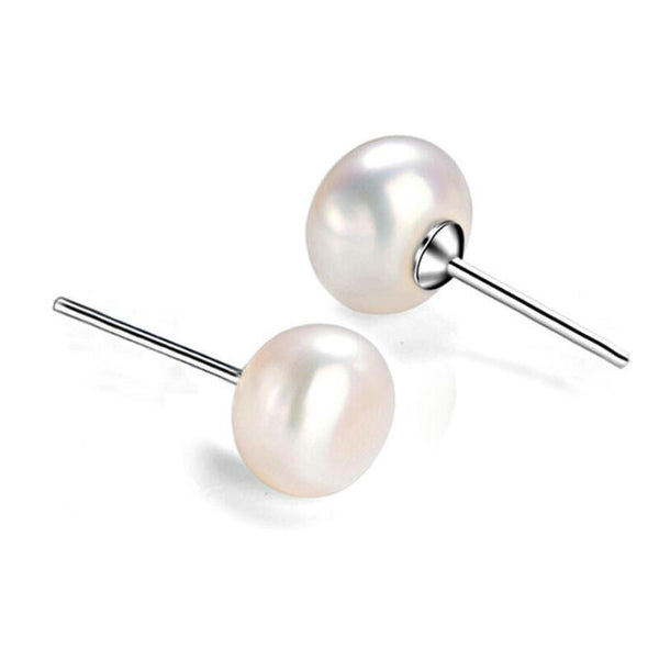 Veile Studios Womens Freshwater Pearl 925 Sterling Silver Studs White Earrings