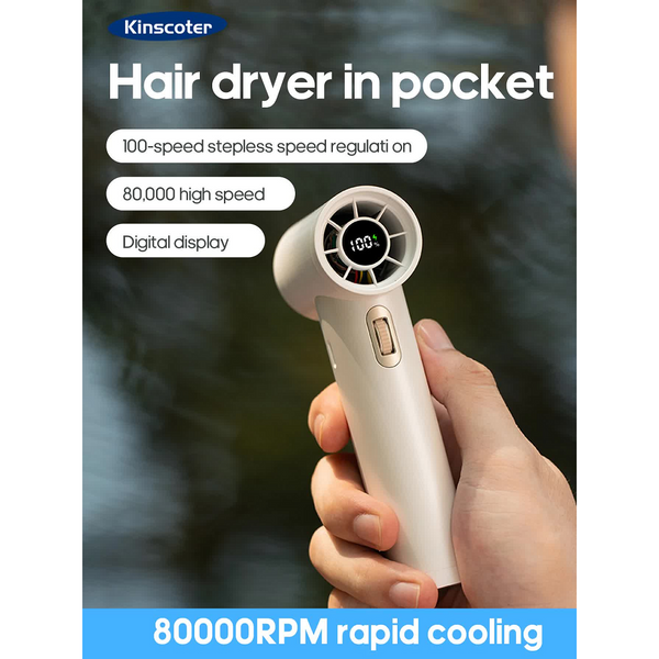 Elosung White High Speed Turbo Fan With 2000Mah Battery Multiple Attachments Portable Fans