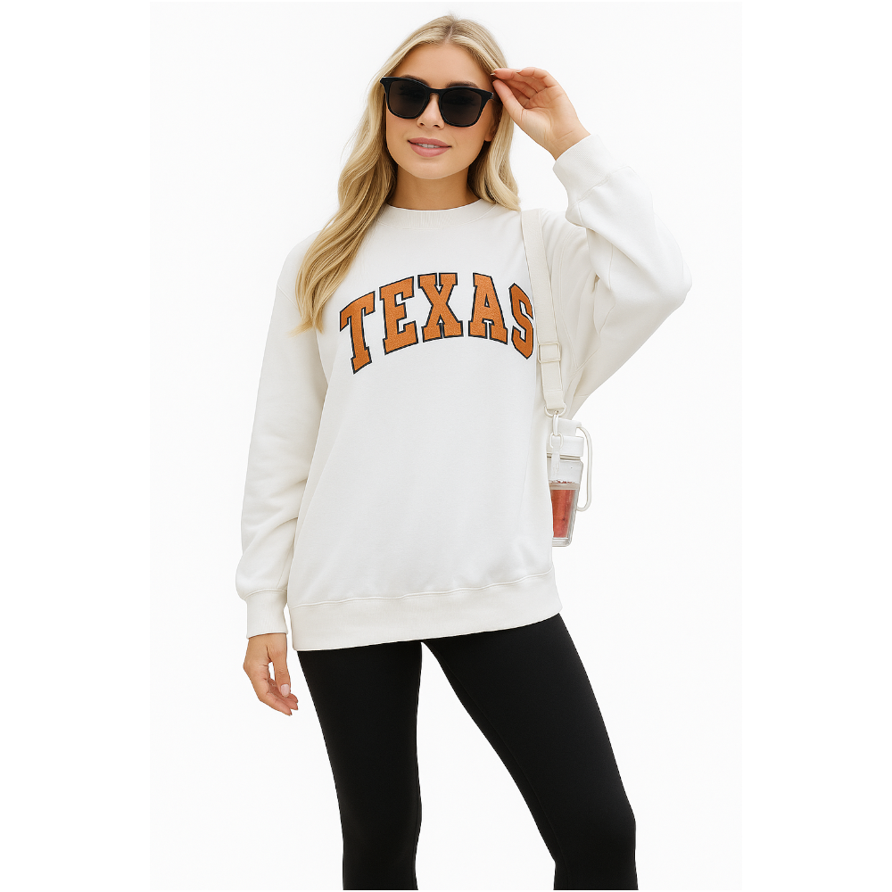 White Texas Graphic Drop Shoulder Crewneck Sweatshirt Xl Hoodies & Sweatshirts