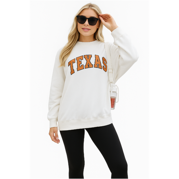 White Texas Graphic Drop Shoulder Crewneck Sweatshirt Xl Hoodies & Sweatshirts