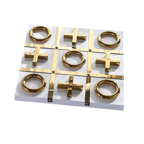 Tic Tac Toe Xo Board Gold White Tabletop Decor Sculptures Figurines Sculptures & Figurines