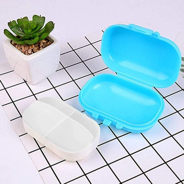 First Aid Whitelotous 4 Grids Portable Pill Box Jewellery Storage Bracket Protective Sleeve Container Notepad Blue 1