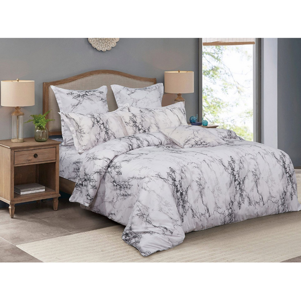 Fabric Fantastic White Marble Duvet Quilt Cover Set Quilt Covers