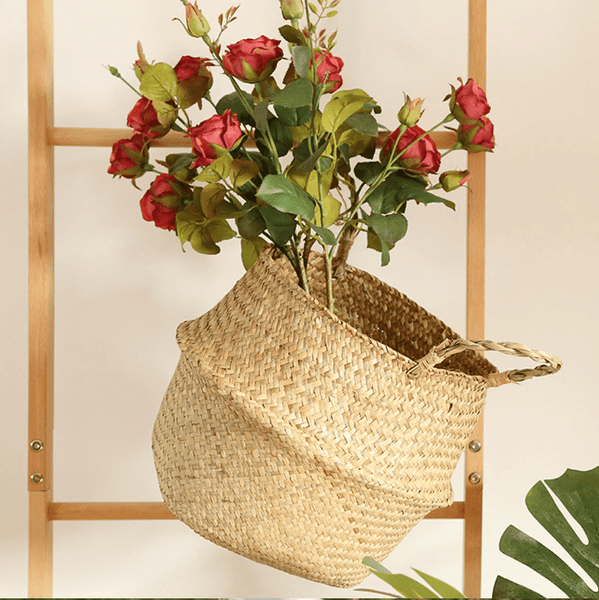 Seagrass Wicker Basket Boho Decor Storage Solutions Planters & Vases