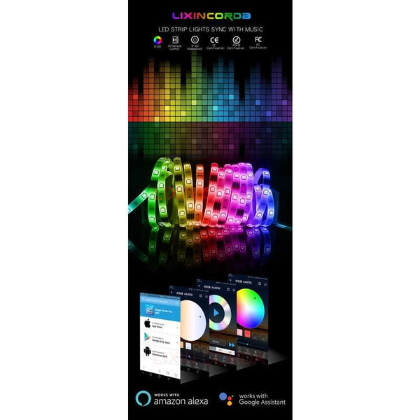 Strip Lights Wi Fi Smart 10M Waterproof Led 5050 Rgb 300 Leds Colour Changing 24 Keys Remote Control And 12V 6A Power Supply For Home Diy Decora