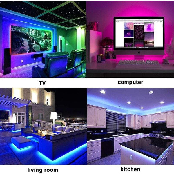 Strip Lights Wi Fi Smart 10M Waterproof Led 5050 Rgb 300 Leds Colour Changing 24 Keys Remote Control 12V 6A Power Supply For Diy Decora String Lights